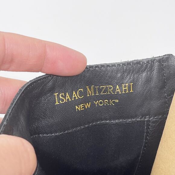 Issac Mizrahi Womens 6 Black Arno Leather Tall Boots Gold Exposed Zipper Flat - Picture 11 of 13